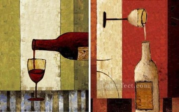 wine 2 sections original decorated Oil Paintings